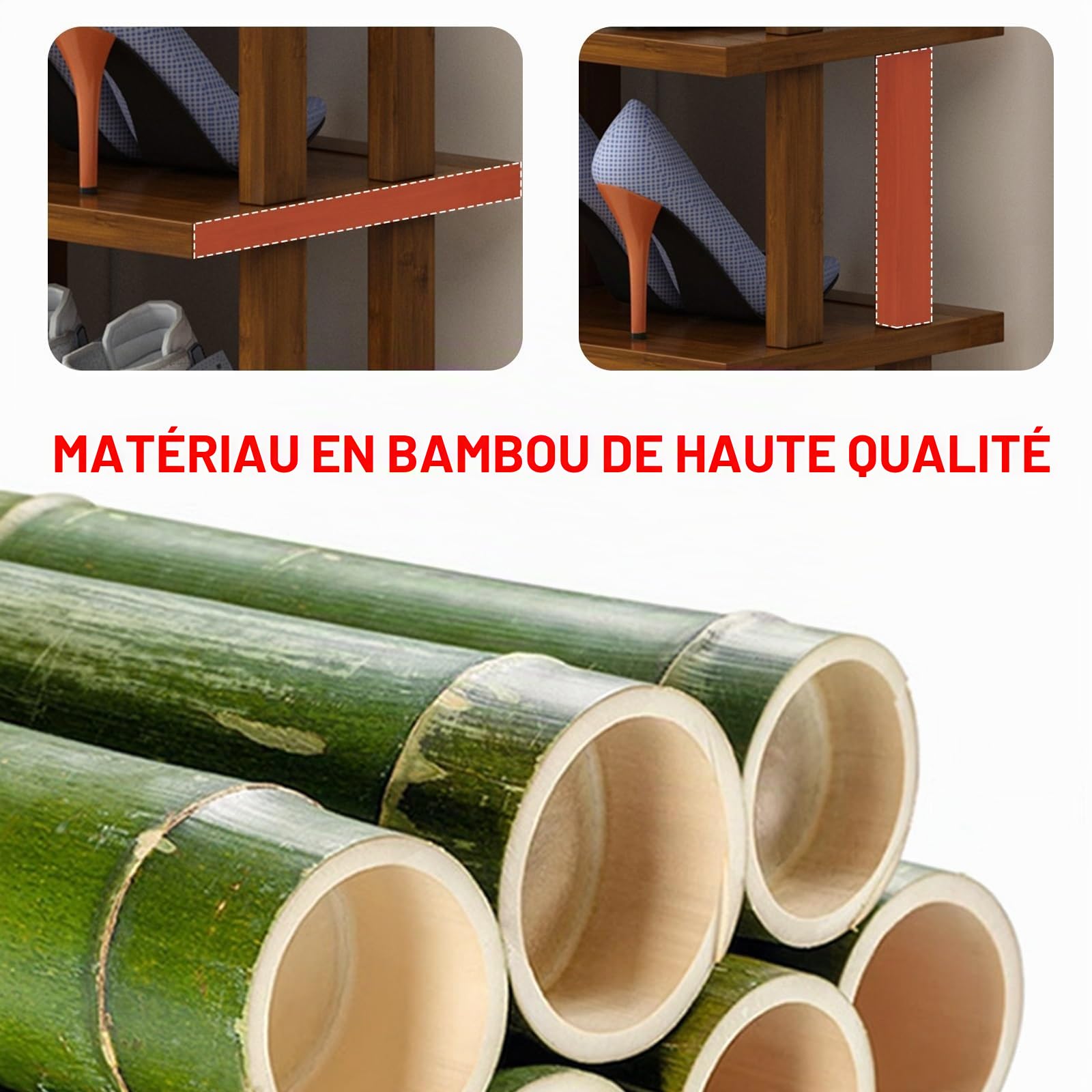 Meuble Chaussure Bois, Meuble a Chaussures Exterieur Imperméable, Range Chaussure, Etagere Colonne, Étagère à Chaussures Haute et Étroite for Entrée, Dortoir, sous Le Lit