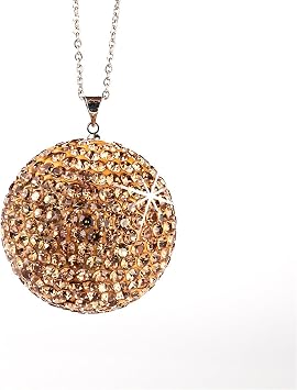 Bling Car rearview mirror,Car Crystal Snowball Pendant Minimalist Pendant Light, Lucky Ball Pendant Yellow