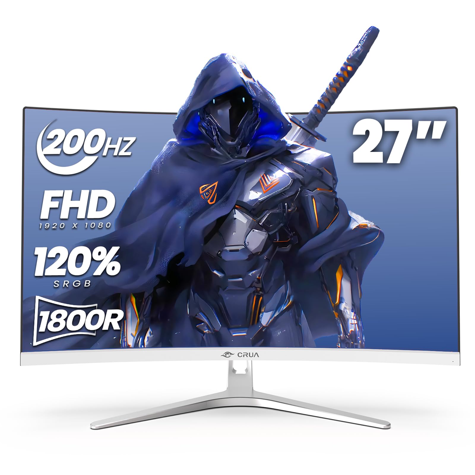 CRUA 27 Inch Curved Gaming Monitor 200Hz/144Hz, FHD 1920X1080P