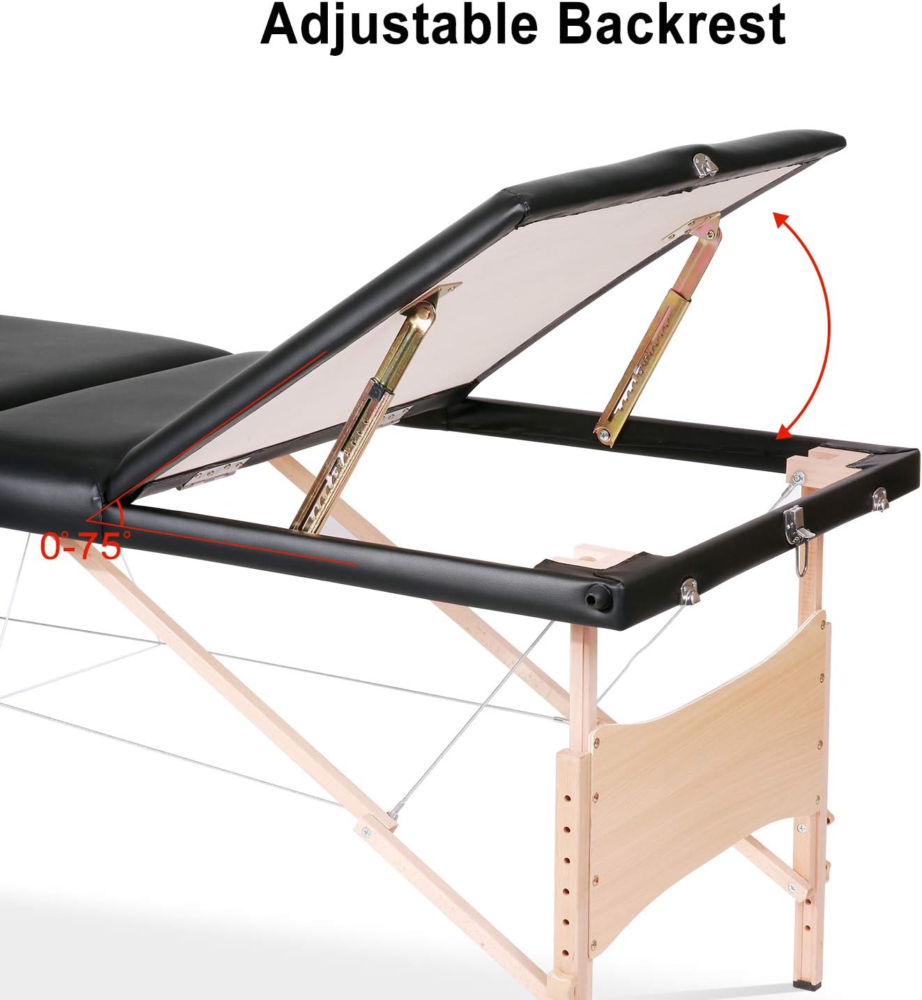N A Massage Table 3 Fold Portable Facial Bed SPA Bed Treatment Table 84" 3 Fold Height Adjustable with Carrying Bag (Black)