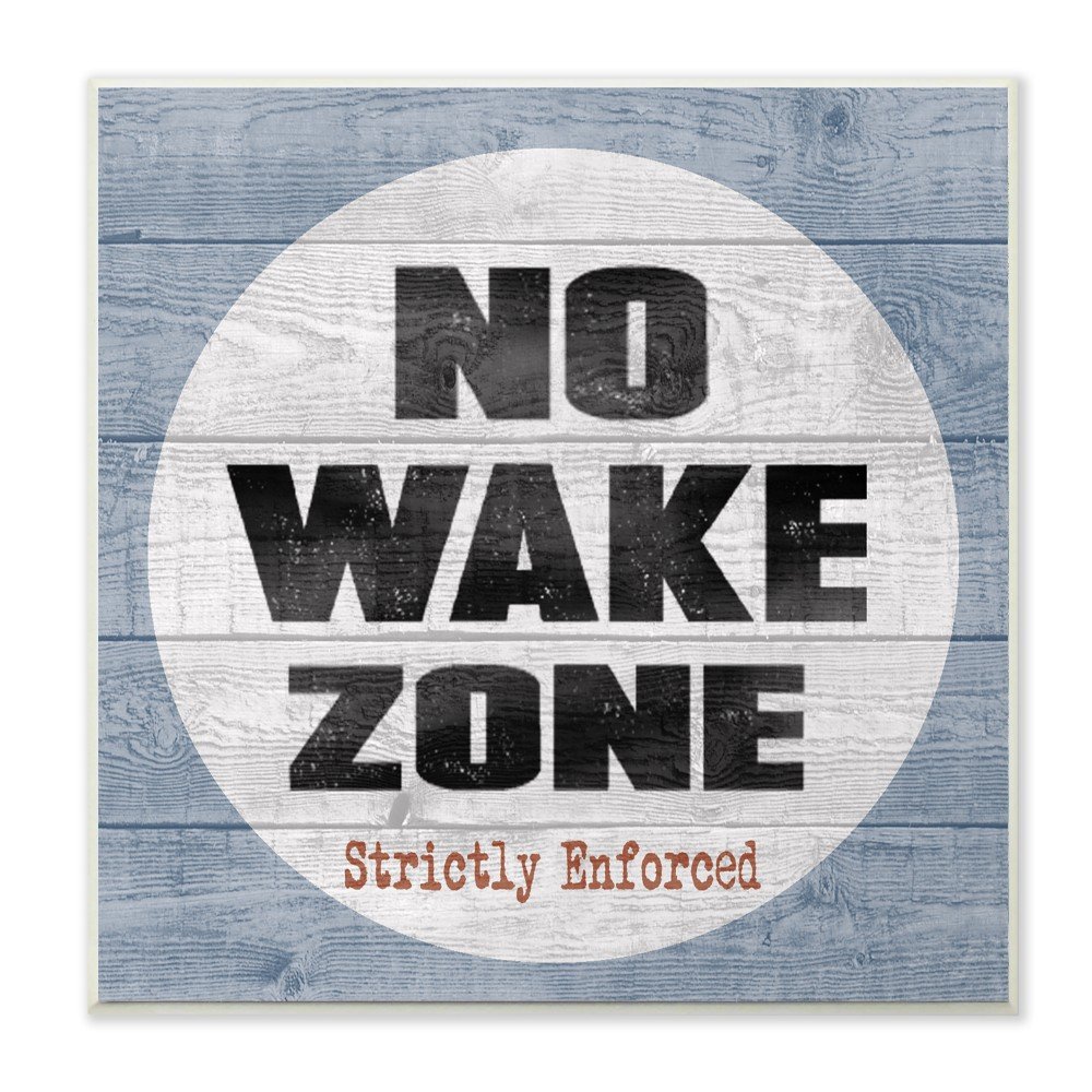 Stupell Industries No Wake Zone Beach Plank Wall Plaque Art, 12 x 0.5 x 12, Multi-Color