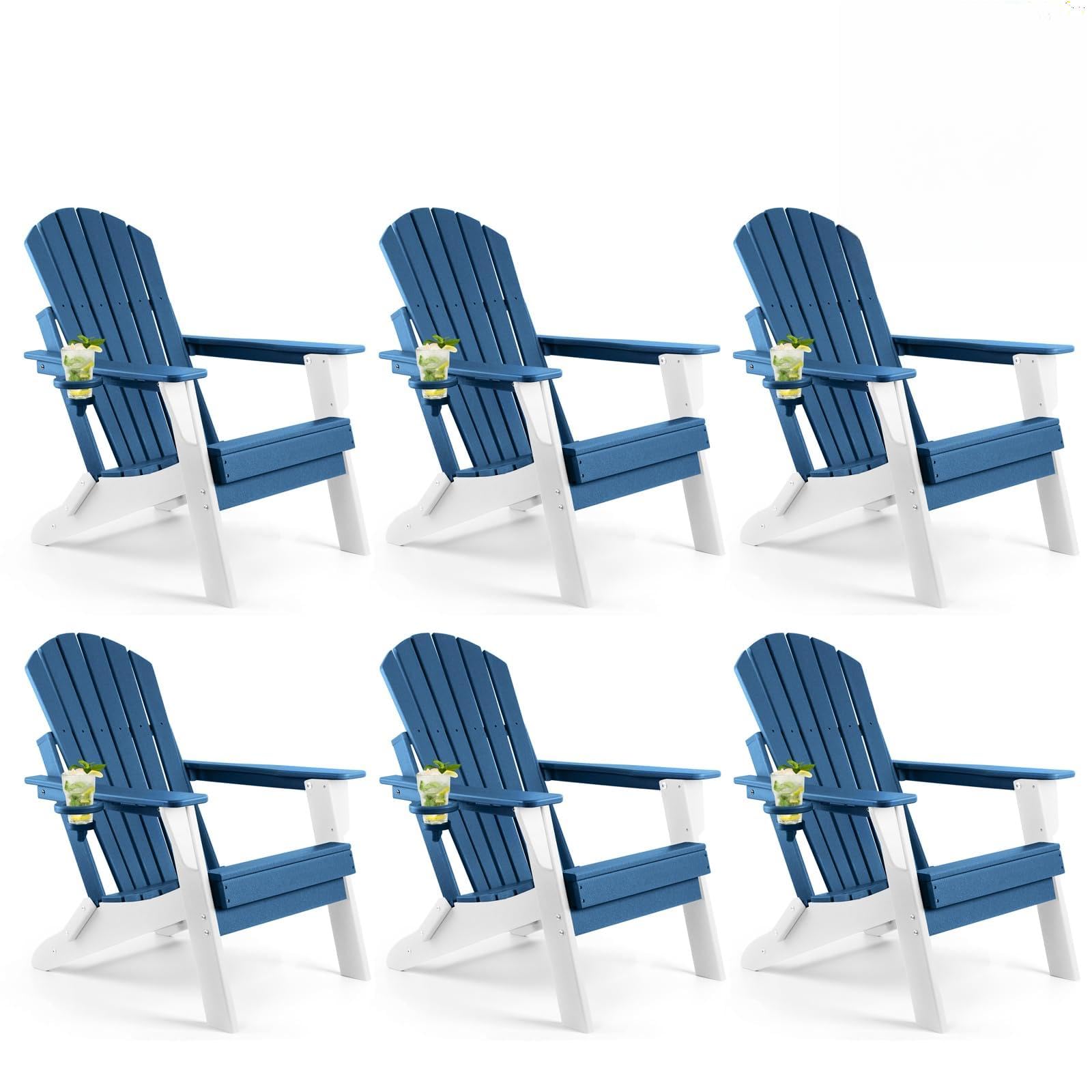 FUNBERRY Oversized Folding Adirondack Chair Set of 6, Fire Pit Chair 400LBS
