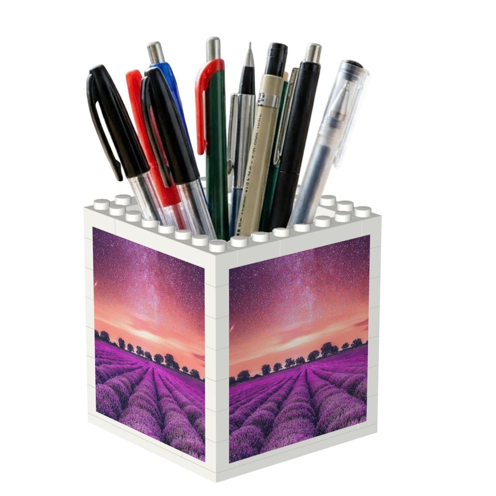Poadnly Lavender Fields, Pen Pot Pencil Holder for Office Home School, Compact Desk Organiser for Office Stationery