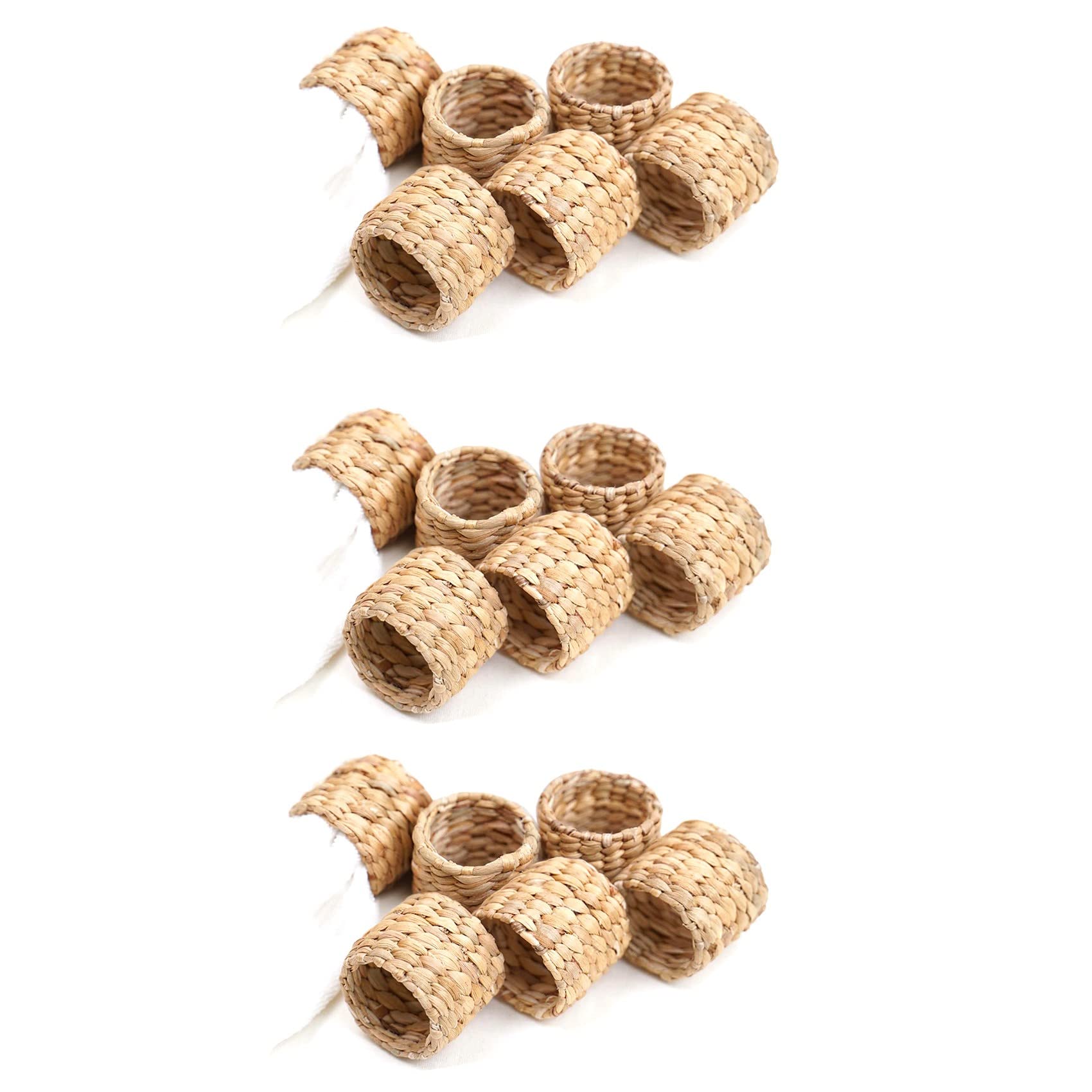 Hndhbfgrt 18Pcs Napkin Rings,Water Hyacinth Napkin Holder Rings - Rustic Napkin Rings for Birthday Party, Dinner Table Decoration