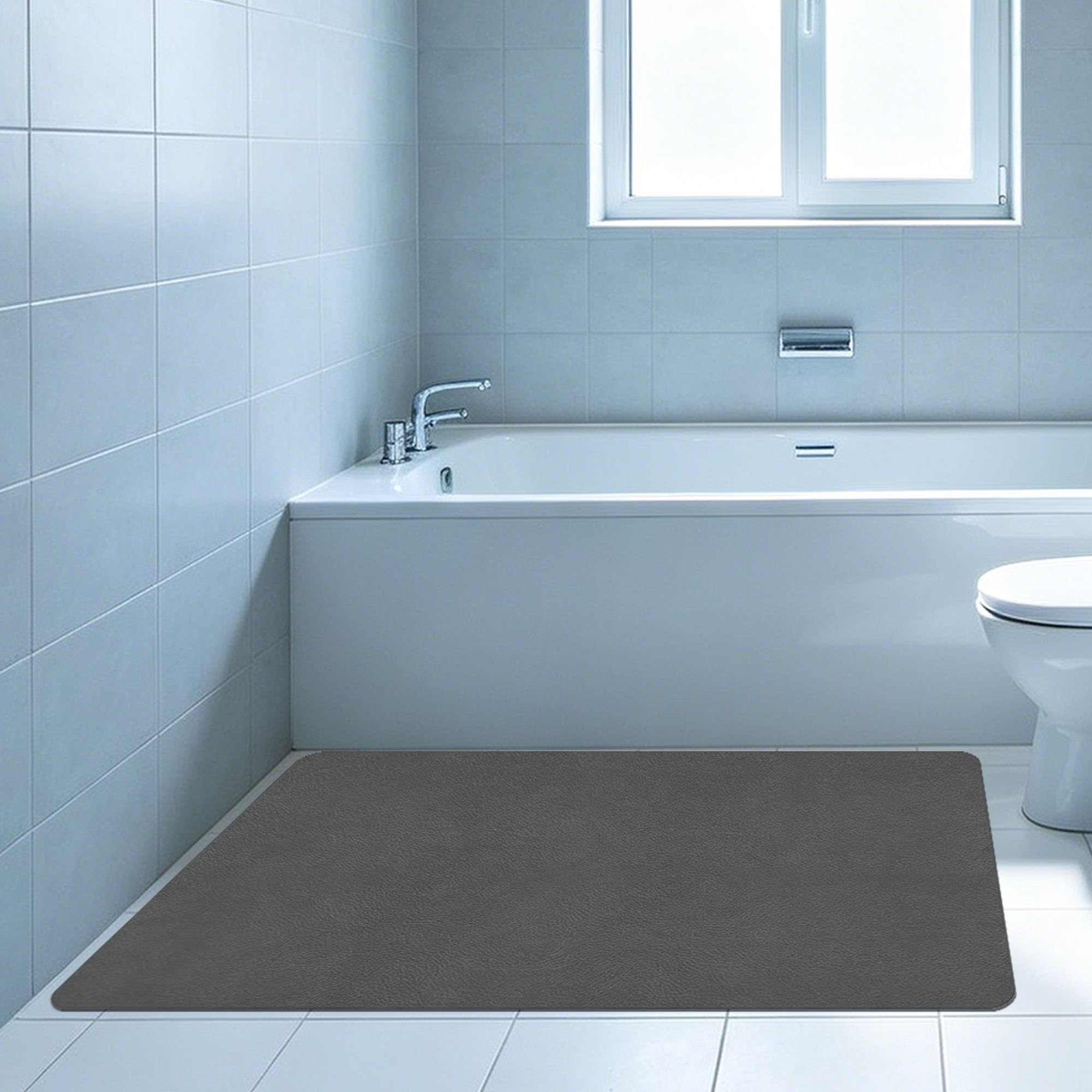 Badematte rutschfest 45 x 105 cm Super Absorbierende Saugstarke Badezimmerteppich Schmutzabweisend für Dusche, Badewannen, Wc Deko, Dunkelgrau