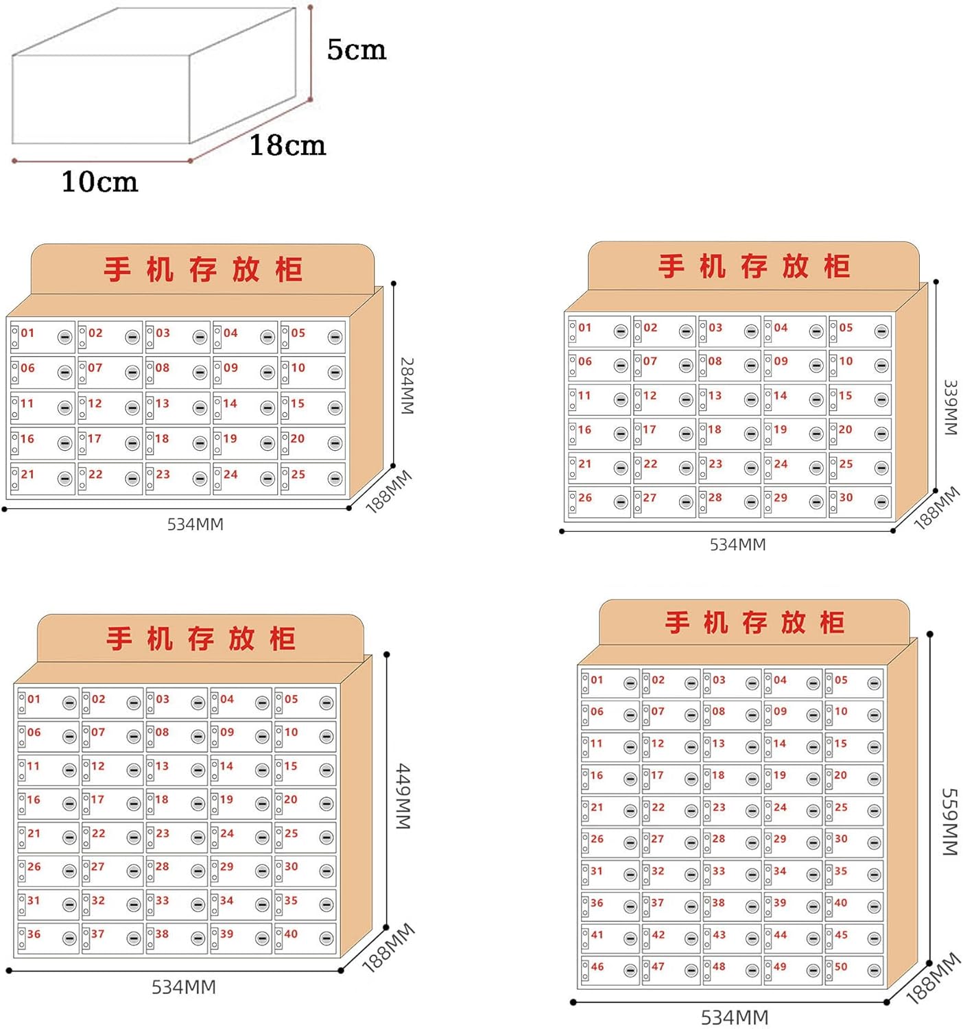 Mobile Phone Locker with Lock 25/30/40/50 Slots Acrylic Mobile Phone Safe Deposit Box Solid Wood Storage Cabinet,Company Conference Mobile Phone Storage Cabinet,40Grids,25Grids