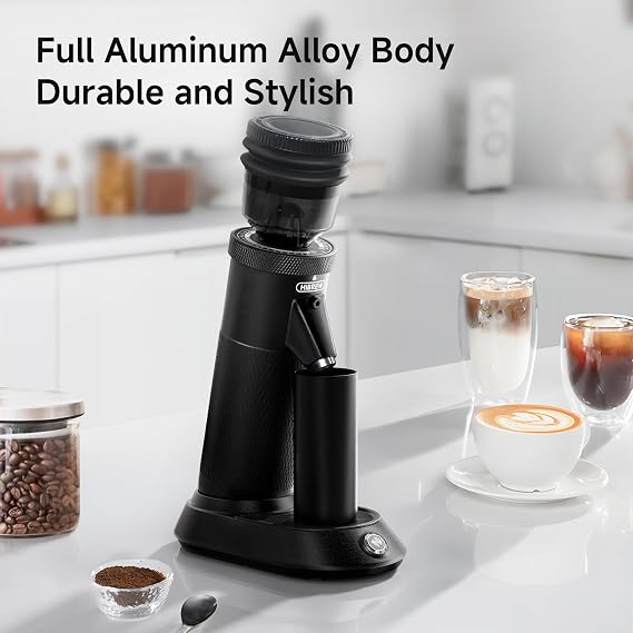 HiBREW G5 Electric Burr Coffee Grinder, Aluminum Body, Single Dose, Black | 48mm Conical Burr with Dual Speed Grinding, 36 Grind Levels,50g Bean Capacity, Quiet & Compact, Anti-Static Design,Espresso