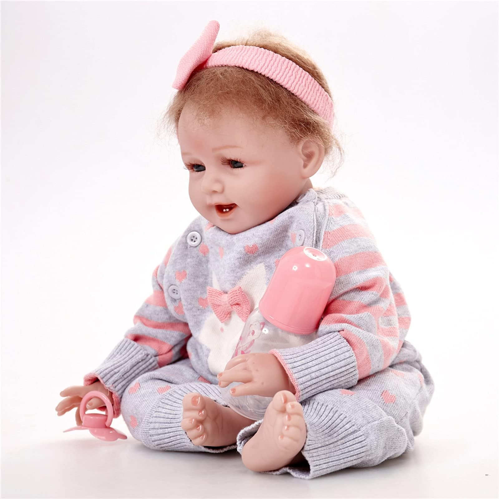 DLLzq Reborn Baby Silicone, 55 Cm Realistic Silicone Doll PVC Free Realistic Baby Doll Newborn, Birthday Reborn Gifts