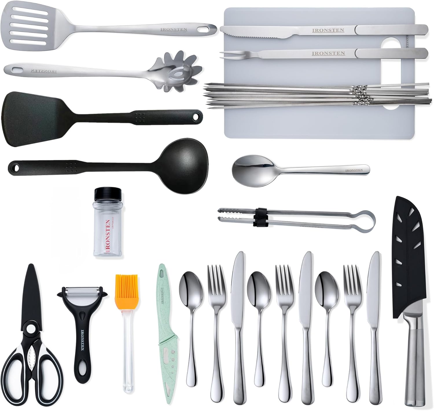 Camping Cooking Utensils Set Camp Kitchen Equipment Portable Picnic Cookware Kit Bag Campfire Grill Utensil Gear Essentials Gadgets Accessories for RV Car, Tent Campers, Outdoor Picnics BBQ