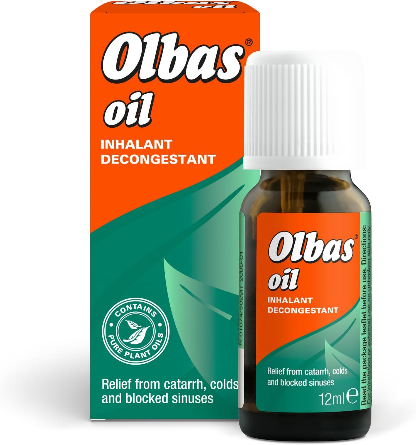 Olbas Inhalant Decongestant Oil for Adults | Fast Nasal Congestion Relief for Cold, Flu, Sinusitis & Allergies | Menthol, Eucalyptus & Peppermint Blend | 12ml