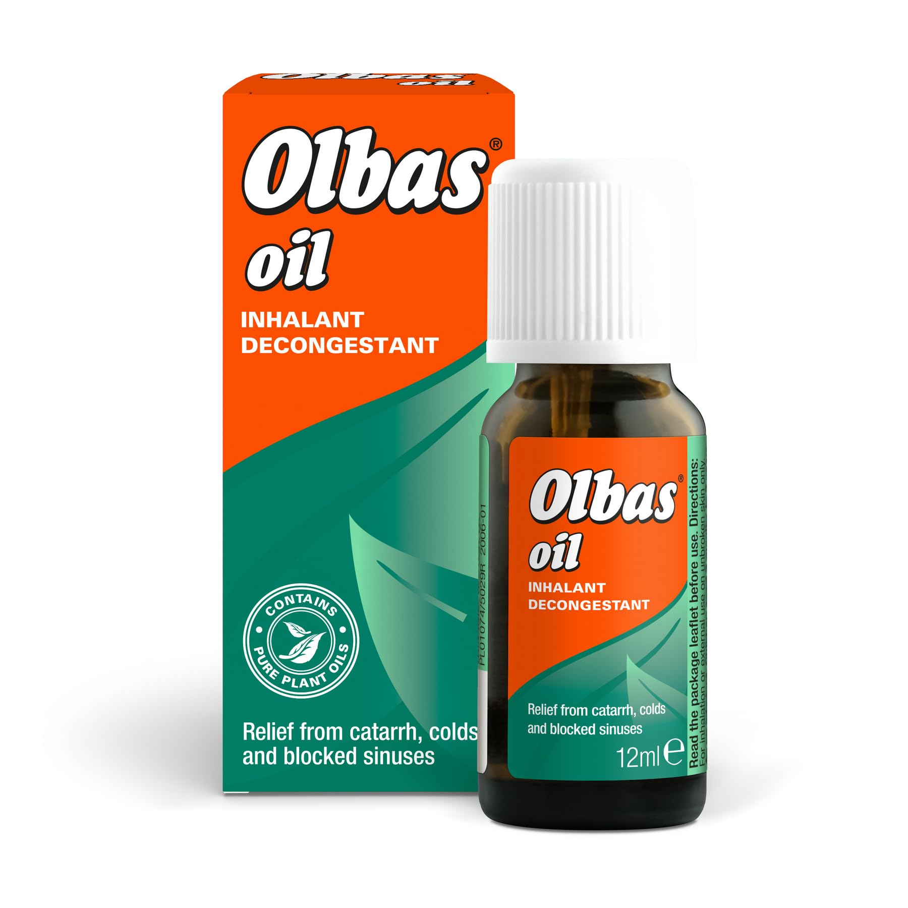 Olbas Inhalant Decongestant Oil for Adults | Fast Nasal Congestion Relief for Cold, Flu, Sinusitis & Allergies | Menthol, Eucalyptus & Peppermint Blend | 12ml