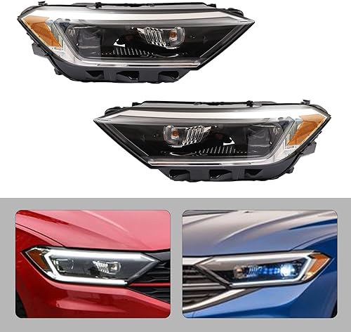 Miniatura 3 de CNCEST Par de faros delanteros LED con LED DRL para Jetta 2019 2020 2021 2022 - Carcasa negra  Ajuste directo - Delantero izquierdo y lado derecho