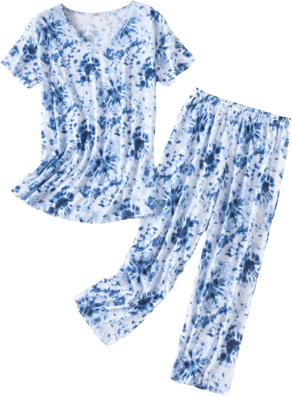 SISKIN Womens Pajama Sets - Capri Pajamas for Women Set Plus Size Sleepwear Tops with Capri Pants Summer Pjs Sets