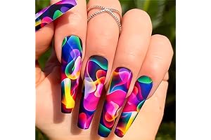 Artistic Rainbow Ripples Press on Nails