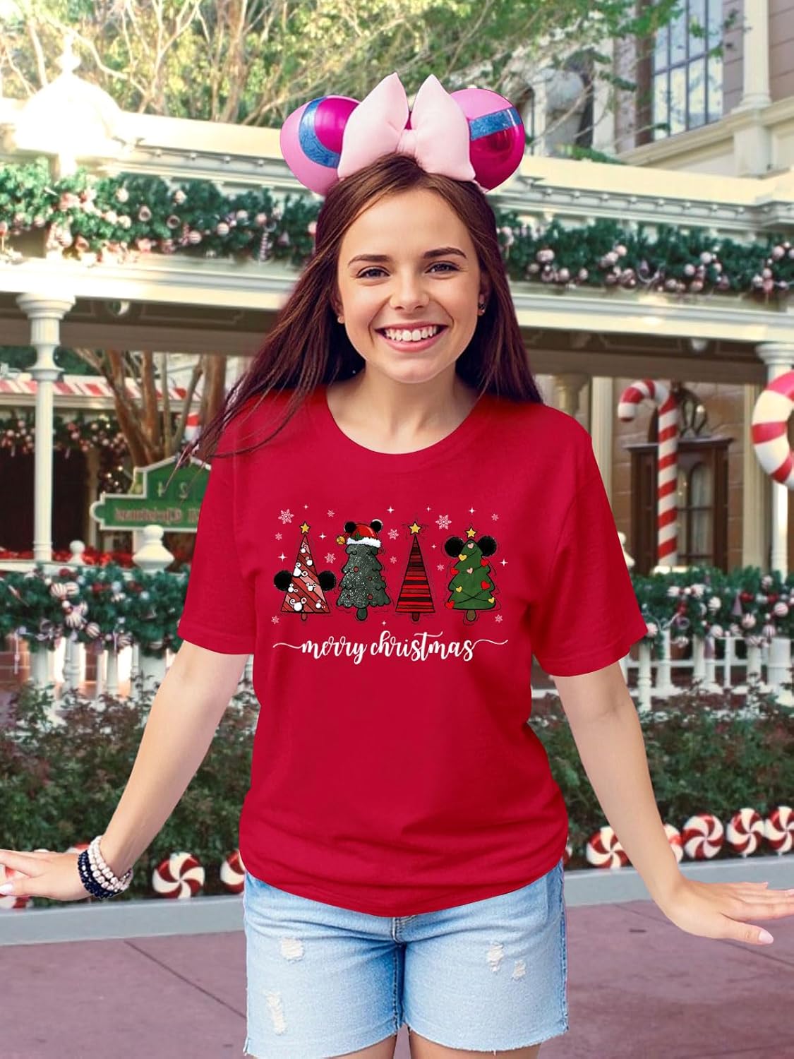Magical Christmas Shirts for Women Funny Xmas Tee Cute Holiday Graphic Short Sleeve Tops - Image 3