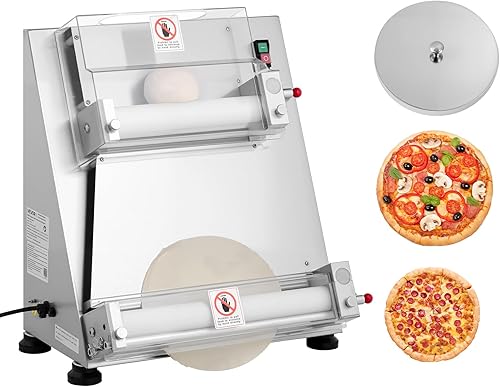 VEVOR Hoja de rodillo de masa de pizza, prensa semiautomática de pizza de acero inoxidable de 3 a 16 pulgadas, máquina eléctrica comercial para