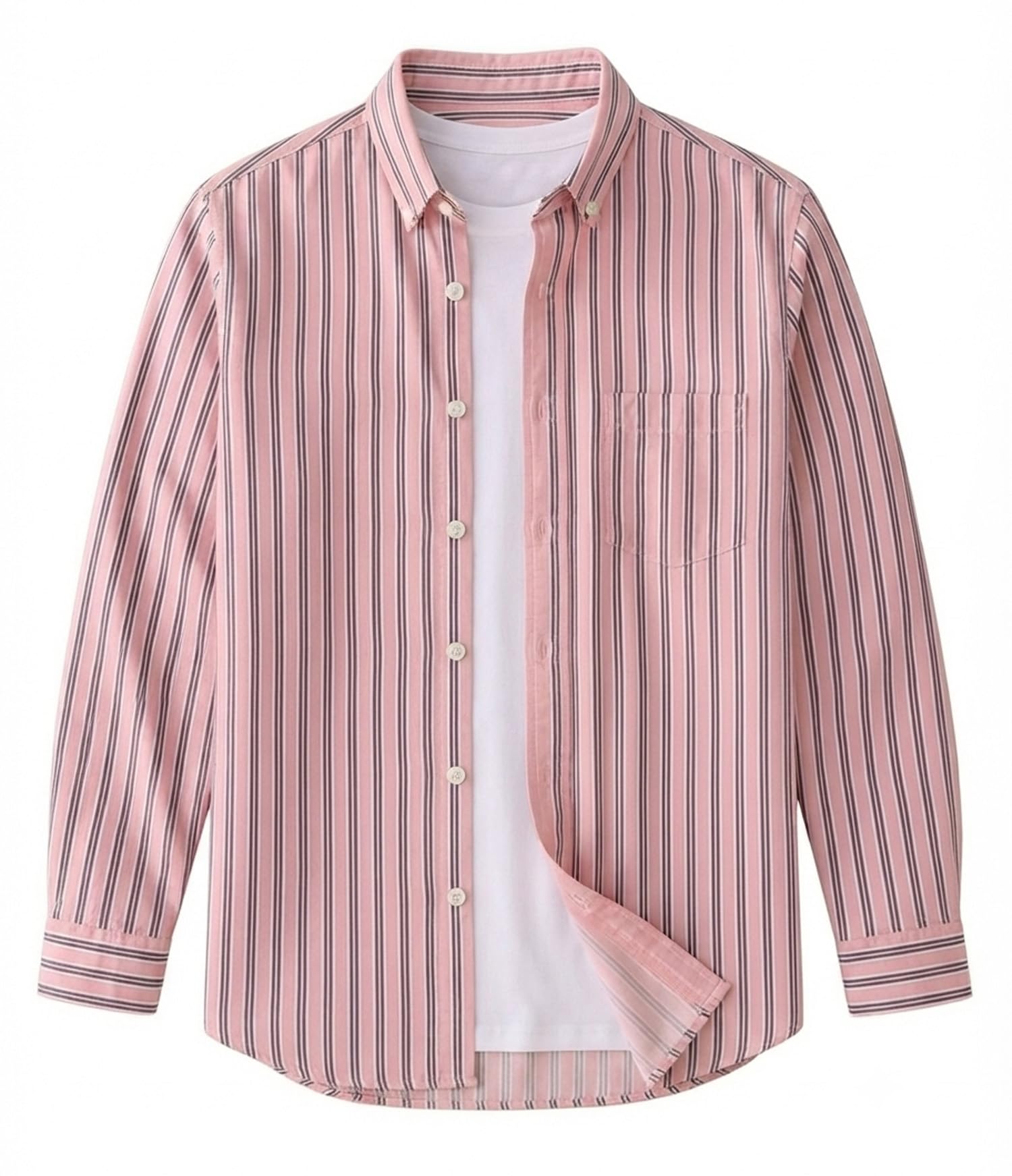 deelmo Men's Cotton Blend Striped Casual Shirt | Regular Fit | Full Sleeves | Button-Down Collar | Soft & Breathable | Smart Casual | Everyday Wear (Available in Plus Size)-picture-20