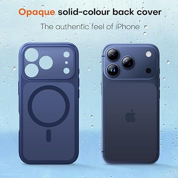 TAURI iPhone 17 Pro Max用磁気ケース フルカメラ保護 カメラコントロールカバー MagSafe対応 マットソリッドカラー 背面耐衝撃カバー - ブルー