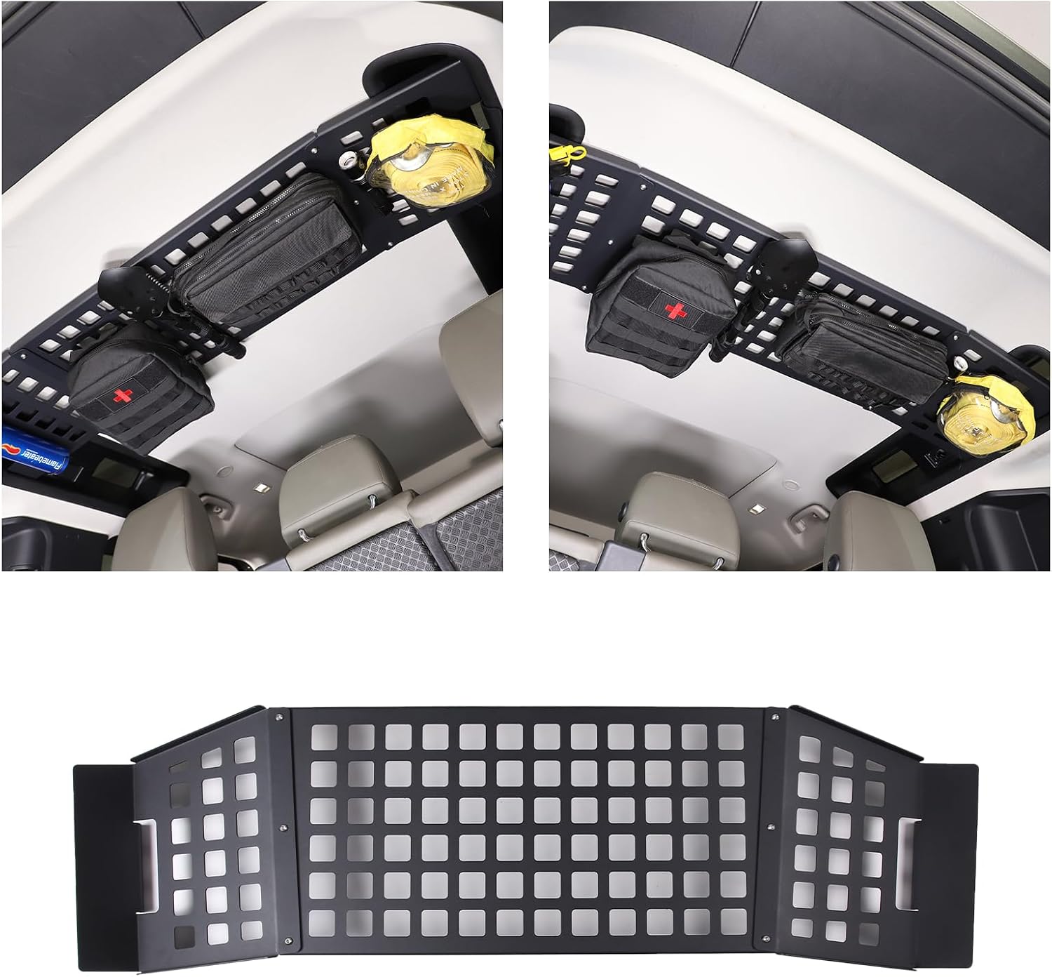 PIUGILH Trunk Storage Molle Panel Cargo Shelf Storage Compatible with Land Rover Defender 110 2020-2023 Accessories, Aluminum Tailgate Roof Cargo Rack Basket Tray Storage Organizer,Black-3Pcs