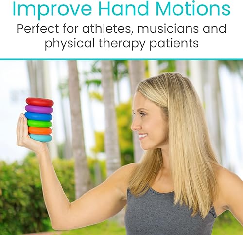 Miniatura 7 de Vive Anillo de agarre fortalecedor de mano (paquete de 6)  Ejercitadores de mano de anillo de antebrazo  Pinza exprimidora de silicona para