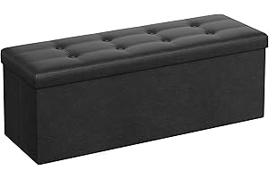 SONGMICS Black Ottoman for Bedroom