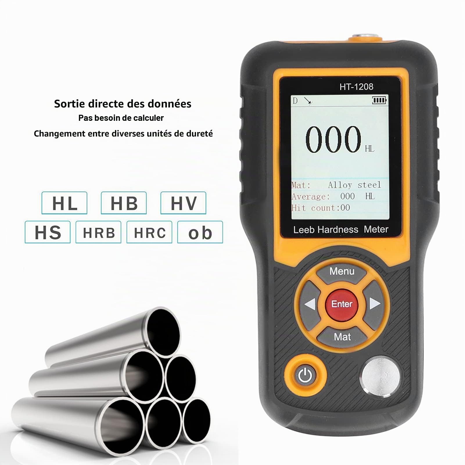 Testeur de dureté, 170 à 960 HL Testeur de Duromètre pour Métaux HL HRA HRB HRC HB HV HSD, 40 Ensembles de Données, Compteur de dureté Professionnel pour la Fabrication de Machines