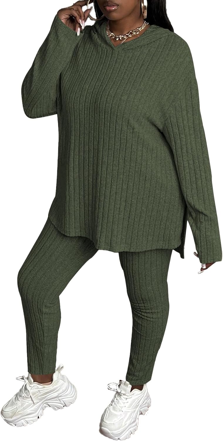 Women’s Plus Size Two Piece Outfits Sweatsuits Sets Long Sleeve Hoodies Tracksuit Lounge Sets