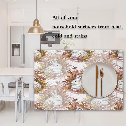 Miniatura 7 de Rabbit Cute Pattern Placemats Set of 4 Table Mats Washable Placemat Waterproof Place Mats for Party Home Dining Table Decor 18x12 in