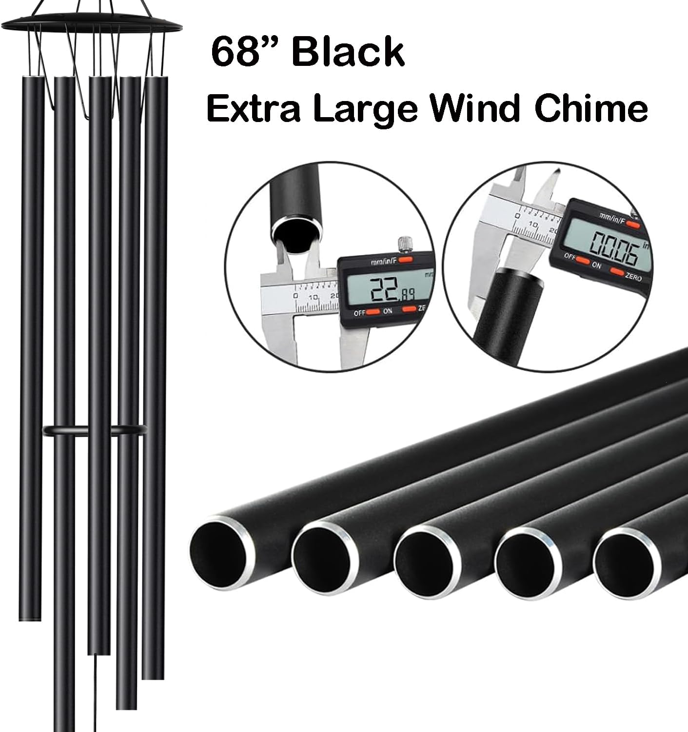 68” Large Wind Chimes for Home Garden Decor, Deep Tone Wind Chimes for Mom Grandma, Memorial Sympathy Gifts for Loss of Loved One, Black - Image 8