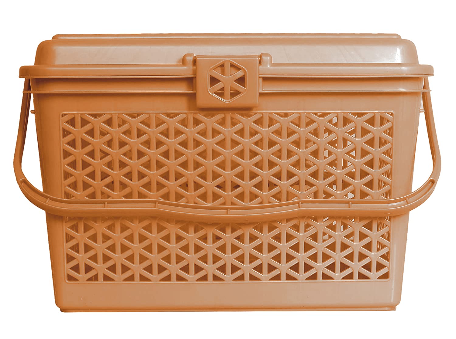 Kuber Industries Plastic Multipurpose Trendy Shopping Small Basket with Lid (Light Brown)-HS_38_KUBMART21151-image-37
