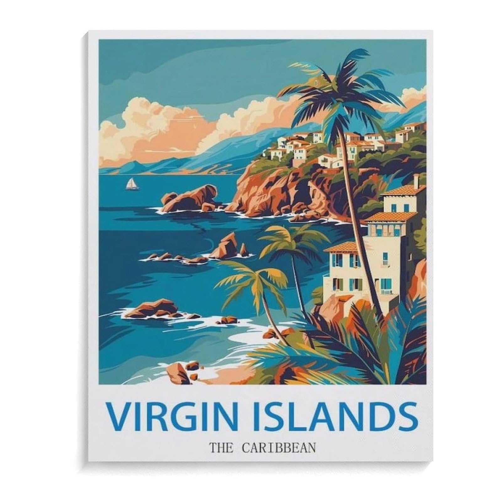 BEAYODKP Paint by Numbers，Virgin Islands, Caribbean，Exquisite Oil Painting by Numbers Kits for Beginners(40x50cm-L81