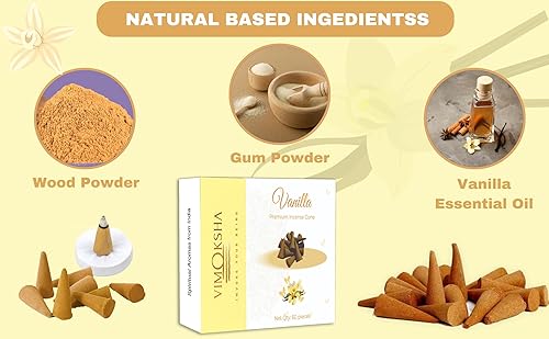 Miniatura 3 de Heavenly Dhoop Conos Combo 120 piezas  Paquete de 2  Aromas divinos - Incienso y vainilla  Aromaterapia extendida  Eleva tu experiencia de yoga y