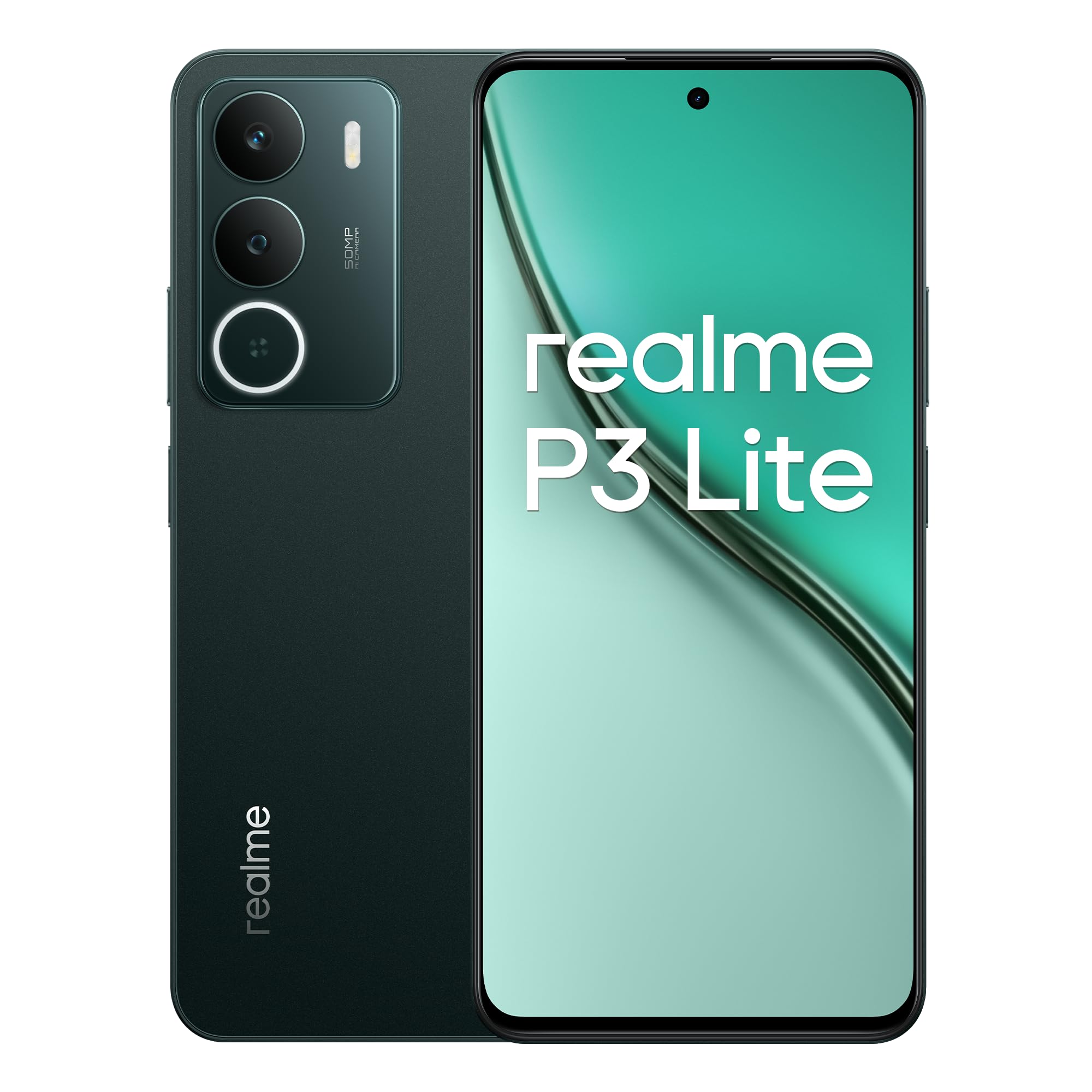 realme P3 Lite Smartphone 8+256 GB, Batteria da 6000mAh, fotocamera AI da 50 MP, Processore Octa-Core, Display a 120Hz con protezione per gli occhi, Ricarica rapida da 15 W, 360°NFC, Pine Green