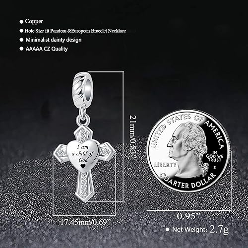 Miniatura 6 de Abalorio colgante religioso con dije de cruz con Dios, todas las cosas son posibles, se adapta a pulseras Pandora