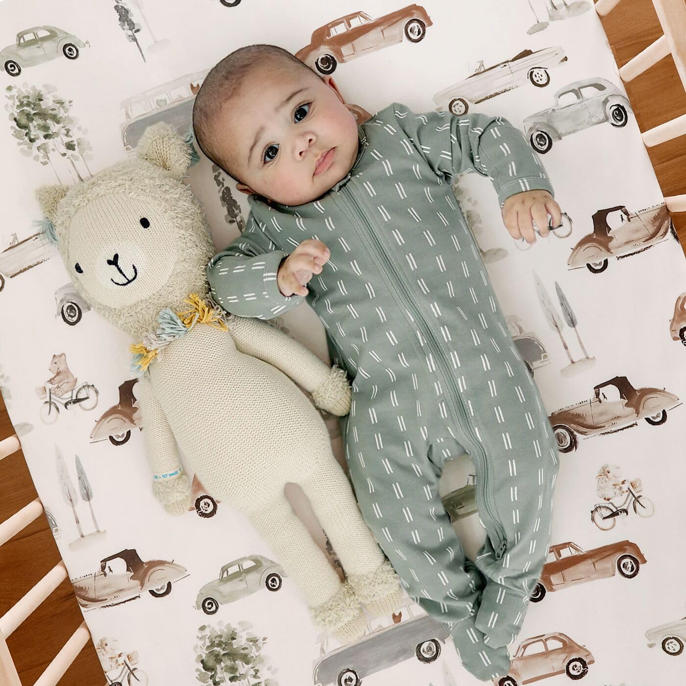 Juego de 2 sábanas bajeras elásticas de punto jersey ultra suaves para cuna, se adaptan a todos los colchones estándar de cuna, seguras y cómodas, sábana bajera ajustable para niños y niñas, elegantes