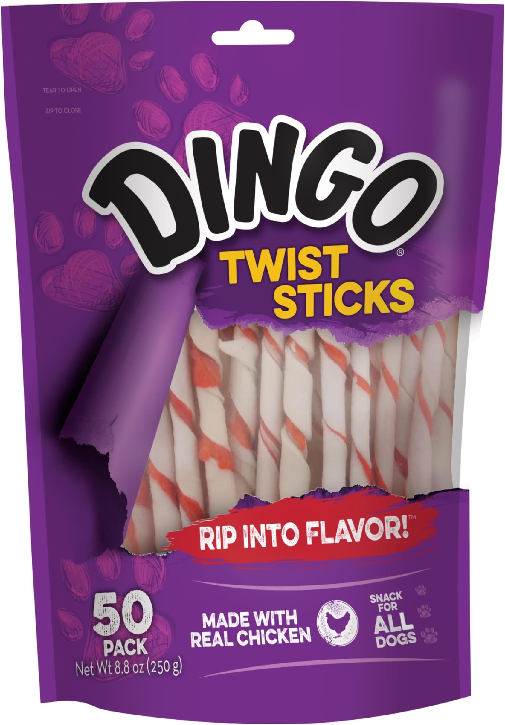 Dingo Twist Sticks Rawhide Chews, Made With Real Chicken