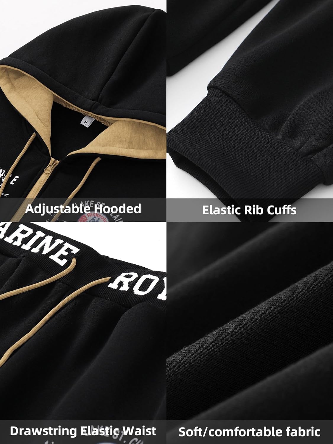 Men’s Hoodie Tracksuit Set 2 Pieces Casual Athletic Warm Sweatsuits Zip up Outfits - Image 5