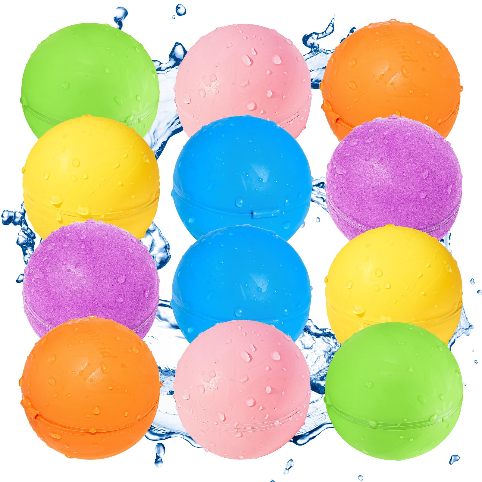 SOPPYCID 12 Globos de Agua Reutilizables, Juguete para la Piscina y la Playa para Niños de 3 a 12 Años, Actividades al Aire Libre.