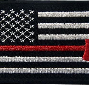 US Flag with Firefighter Axe Embroidered Tactical Morale Hook & Loop Patch