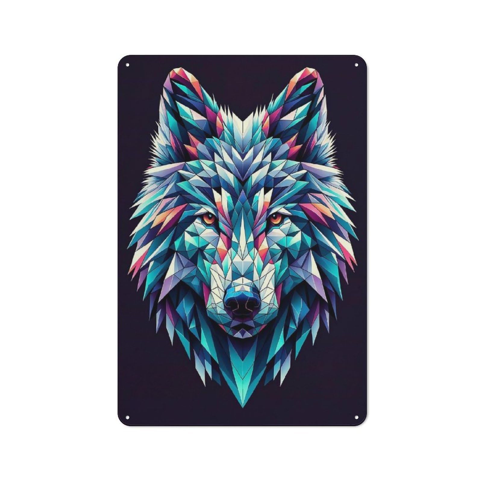 Geometric Wolf Metal Wall Plaque for Halloween Party Room, Bar, Hallway Or Kitchen, Seasonal Gift for Friends And Spooky Decor Lovers, 30x20cm