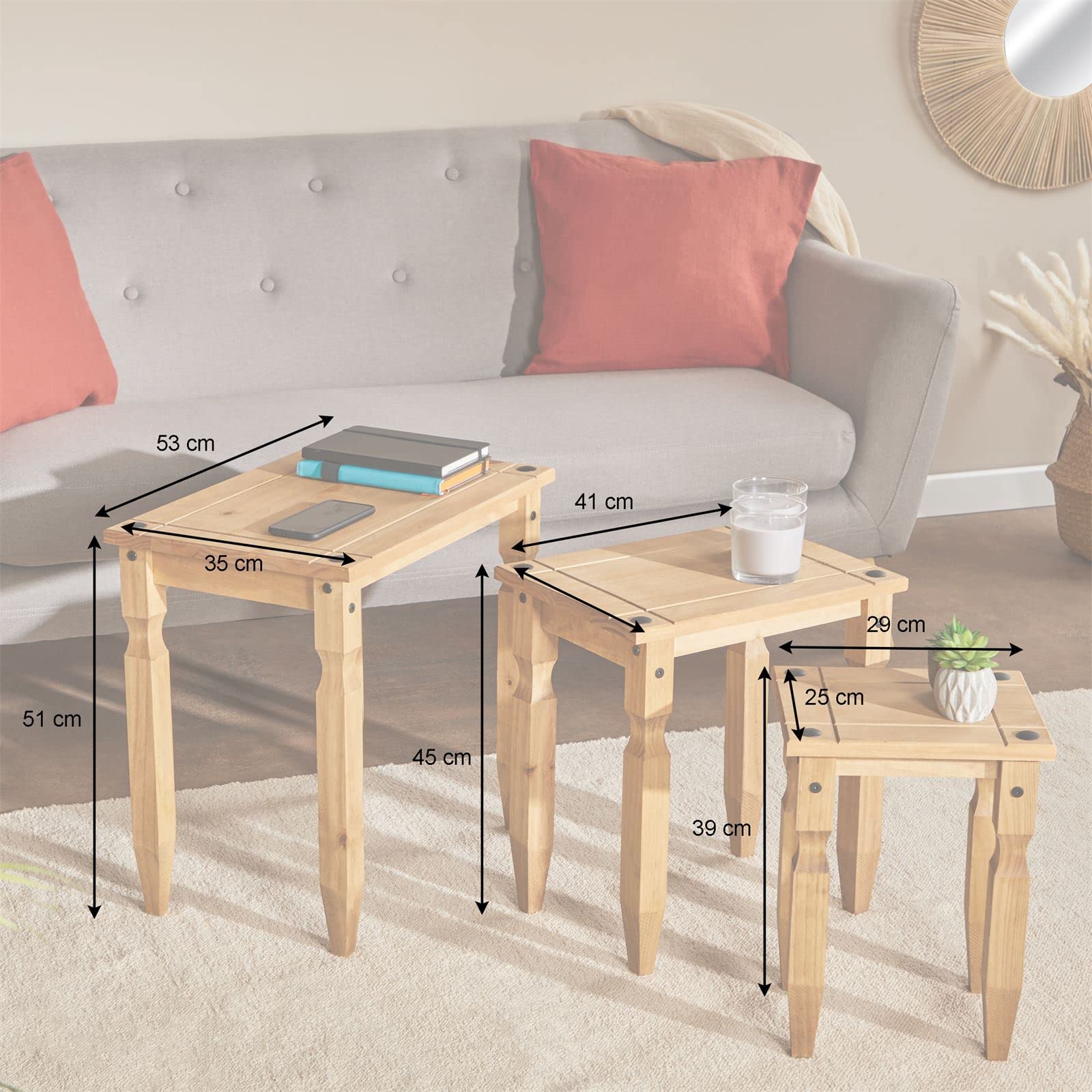 Lot de 2 Table Basse Ronde Tables Gigogne Tables Basse Salon Table d