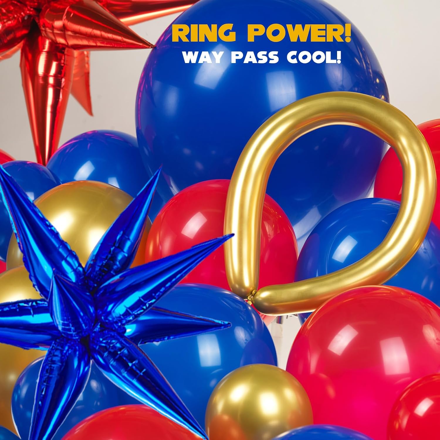 Red Blue Gold Hedgehog Birthday Party Decorations with Letter Lightning foil balloons Banner background backdrop for kid video game Cartoon Movies Super hero themed birthday gamer party decor