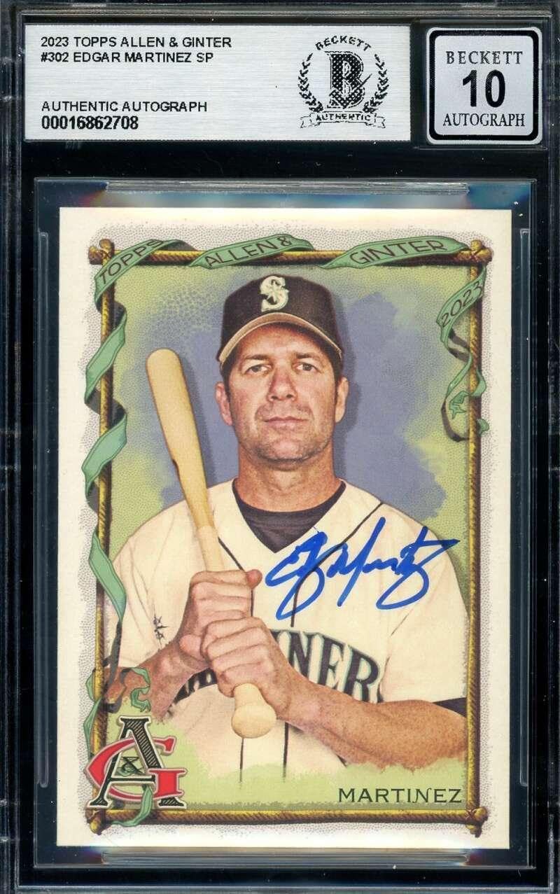 Edgar Martinez Gem Mint 10 Beckett BAS Signed 2023 Topps Allen & Ginter Auto - Baseball Slabbed Autographed Cards