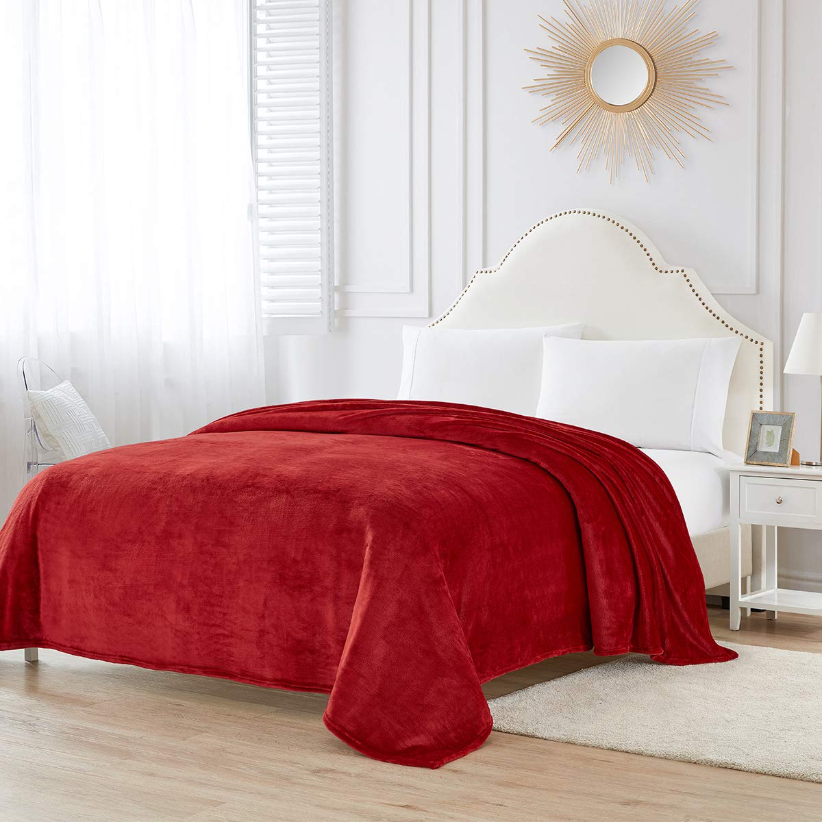 BOURINA Fleece Blanket Flannel Throw Blanket (Rust,King Size) Lightweight Cozy Microfiber Blanket for Sofa, Couch, Bed, Camping, Travel, 108x90 inches