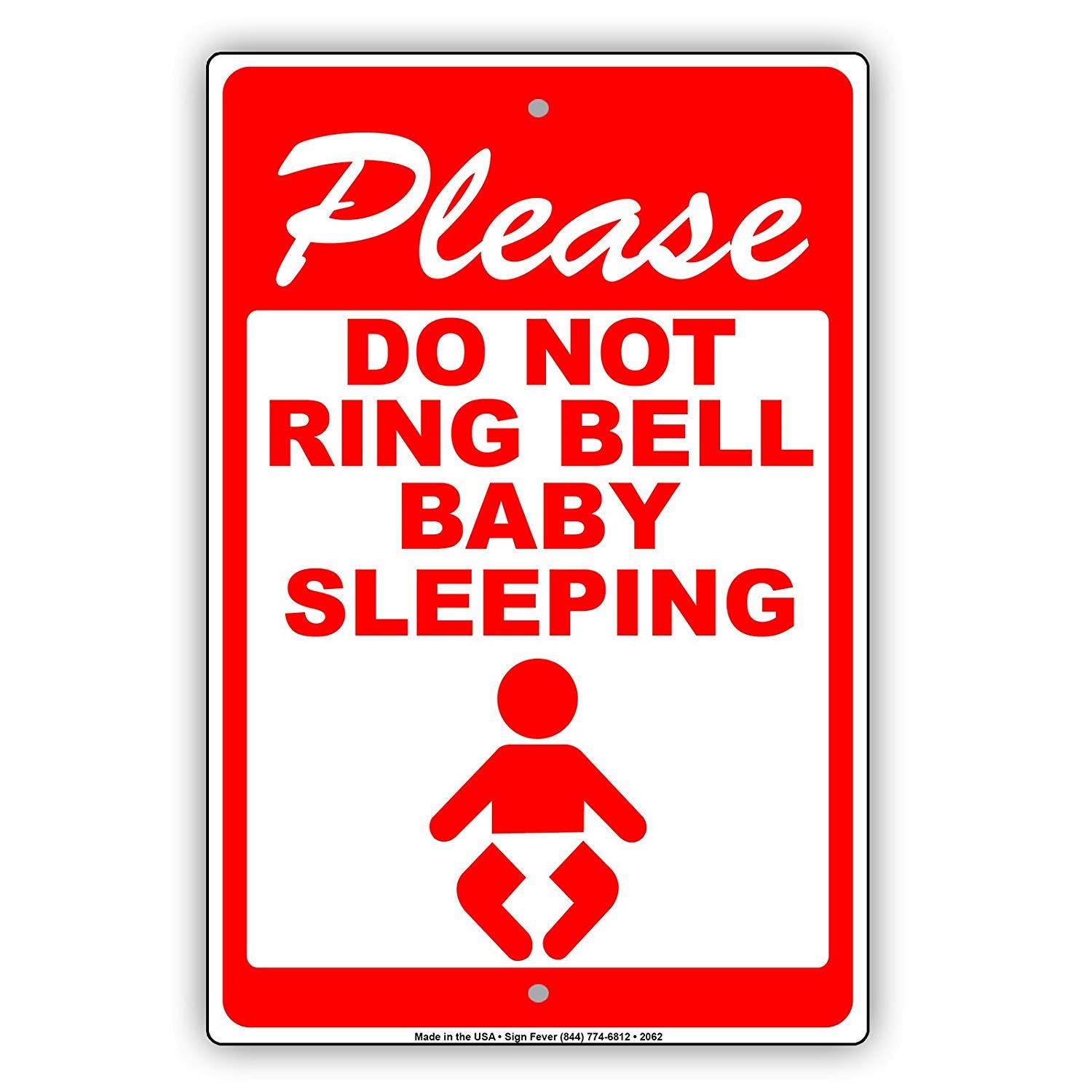Bioprocess Metal Tin Sign 8X12 Inches Please Do Not Ring Bell Baby Sleeping Courtesy Caution Alert Warning Notice