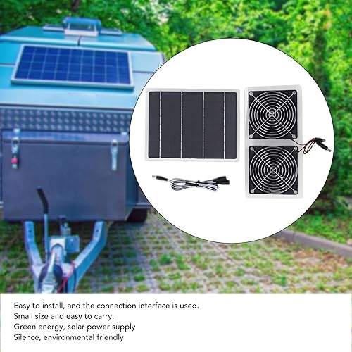 Miniatura 3 de Aramox Ventilador de paneles solares para autocaravana, ventilador alimentado por panel solar, 2 ventiladores de 100 W, 20 V, energía verde,