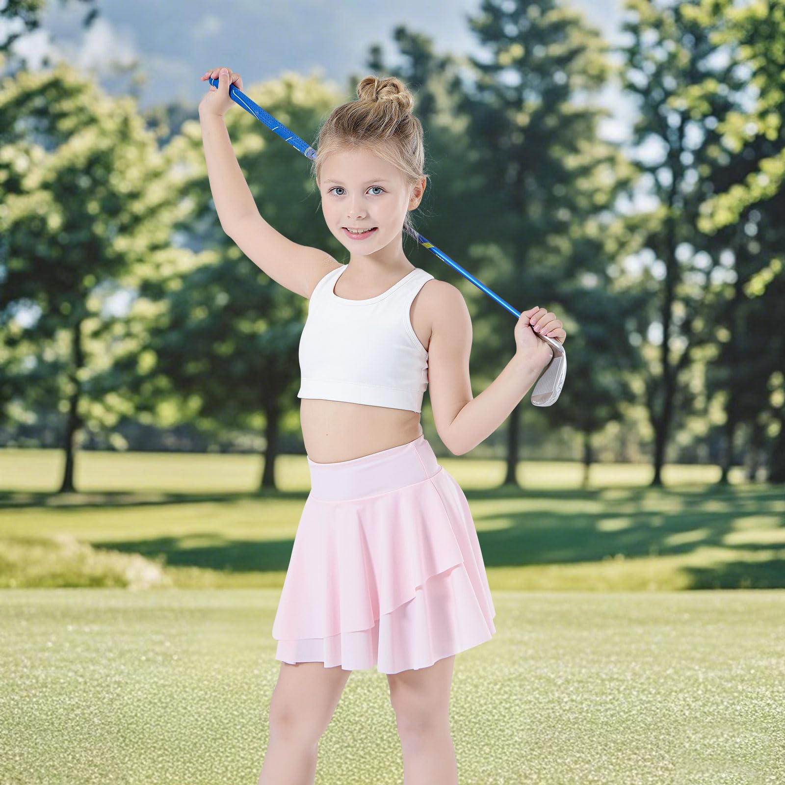 Bezioner Faldas Tenis Niña Plisada Falda Pantalon Deporte con Interior Shorts y Bolsillos Golf Pantalones con Falda para Niñas