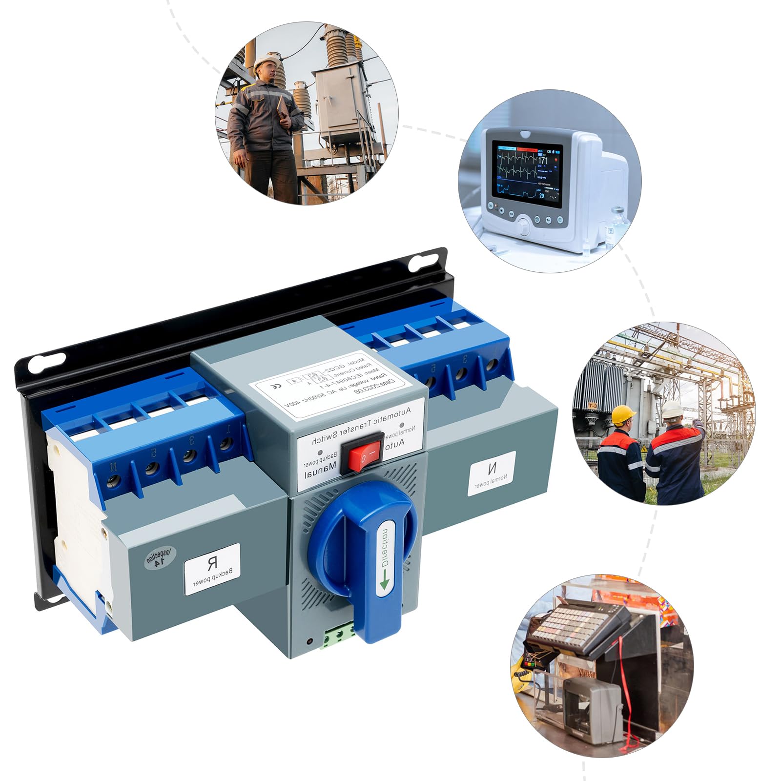 Interruttore di priorità di rete per camper – fotovoltaico Dual Power Commutatore automatico 63 A 4P SLS, alimentazione di emergenza, guida DIN