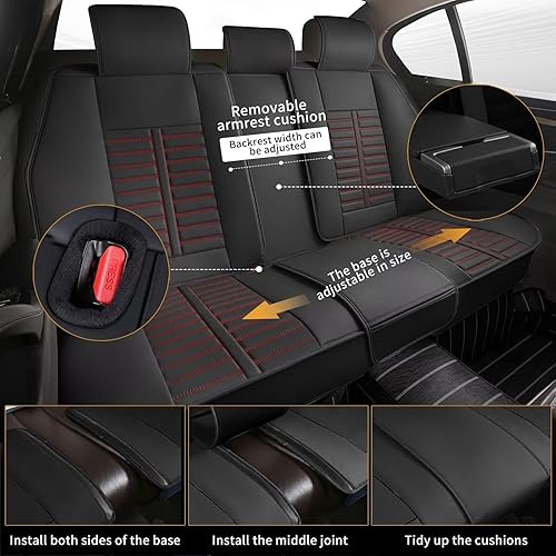 Miniatura 2 de RAWAKORW Funda de asiento para automóvil compatible con Nissan Pathfinder 2011-2023 piel sintética 5 asientos accesorios interiores fundas de