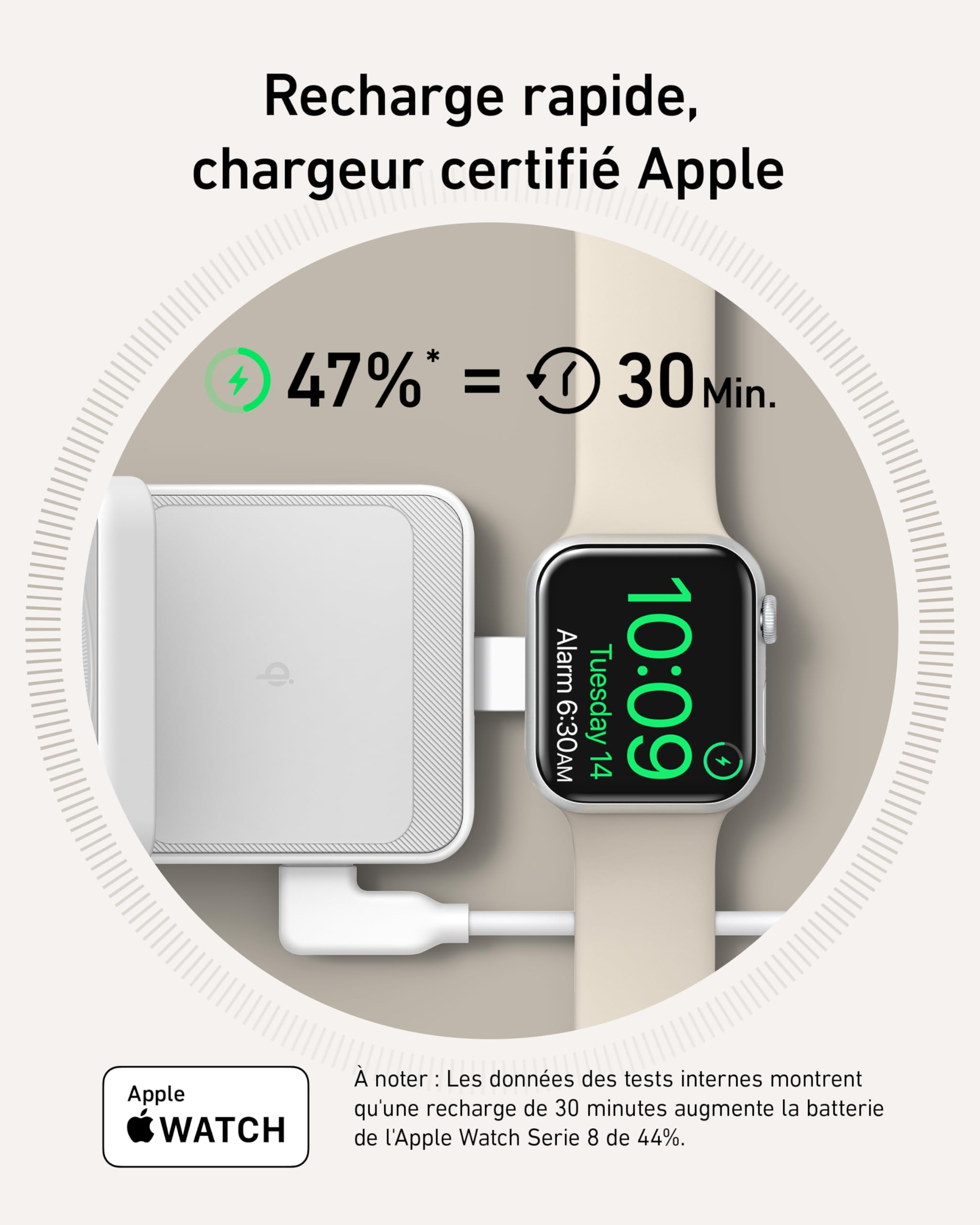 Anker MagGo Chargeur Induction iPhone 3 en 1 Magsafe 15W, Base de Recharge sans Fil Certification Qi2 Compatible avec MagSafe, pour iPhone 17/16/15/14 AirPods Watch(Chargeur USB C 40W Inclus)